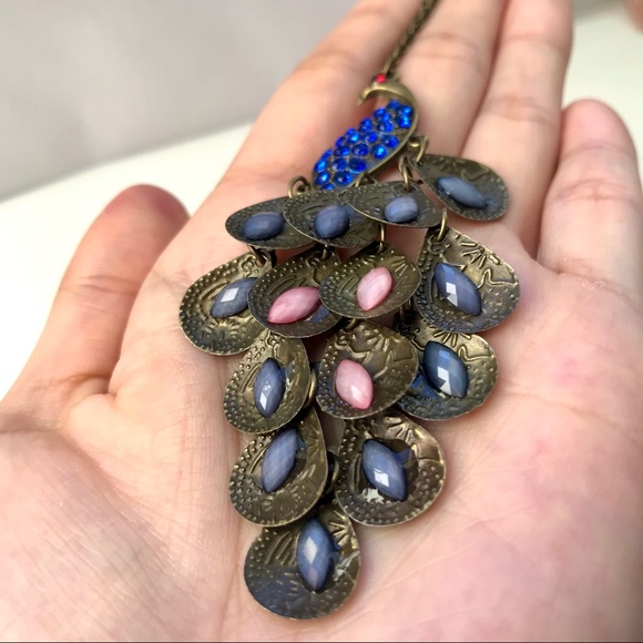 Vintage Peacock Elegant Jewel/Gem Antique Necklace - Picture 4 of 6